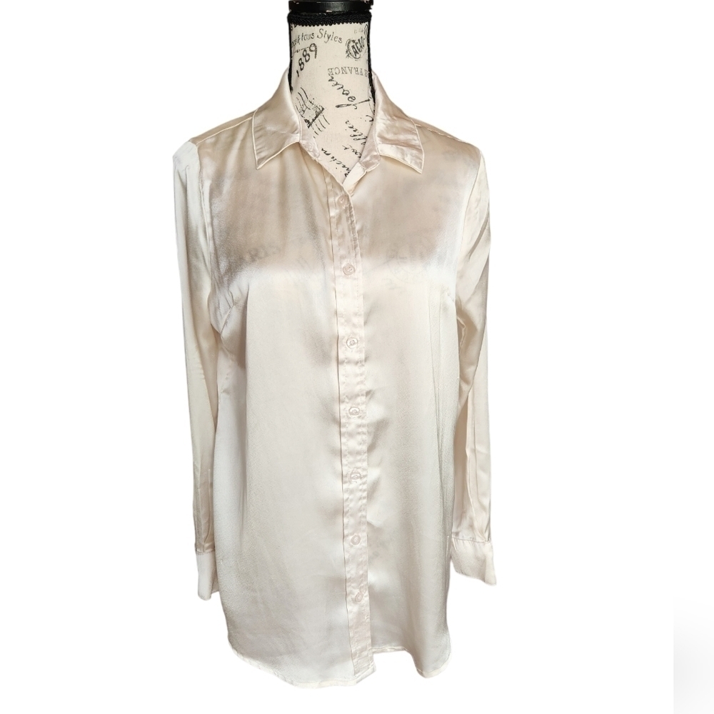 Silky pearl button down